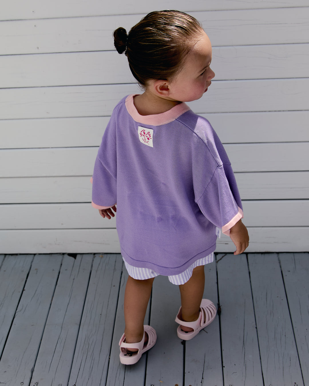Me Gusta Oversized Tee - Purple/ Baby Pink