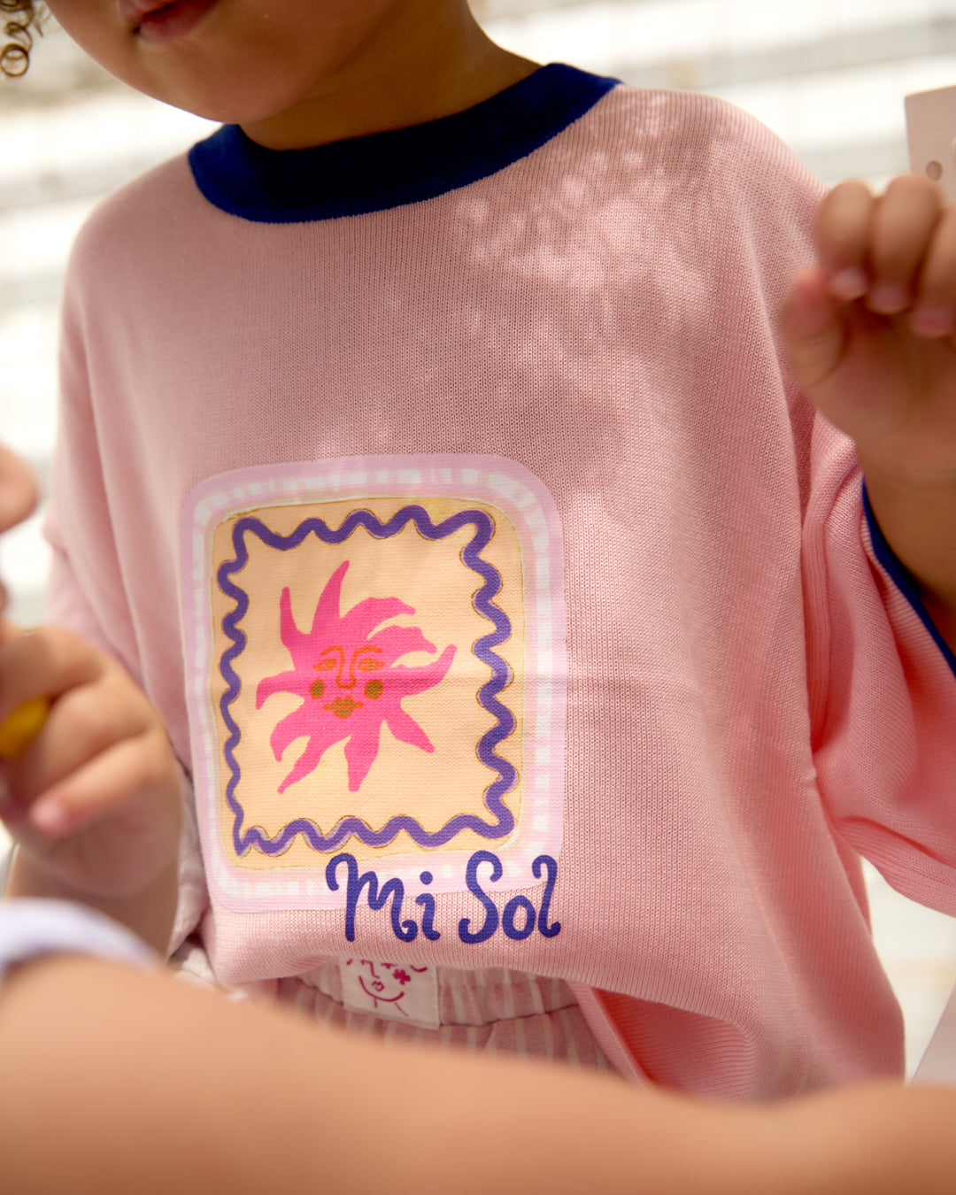 Mi Sol Oversized Tee - Baby Pink/ Blue